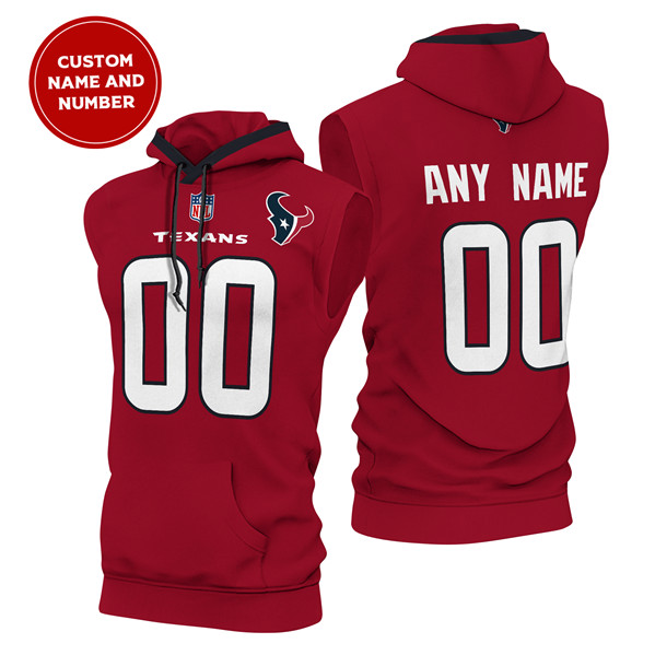 Men's Houston Texans Customized Red Limited Edition Sleeveless Hoodie Men's Houston Texans Customized Red Limited Edition Sleeveless Hoodie
